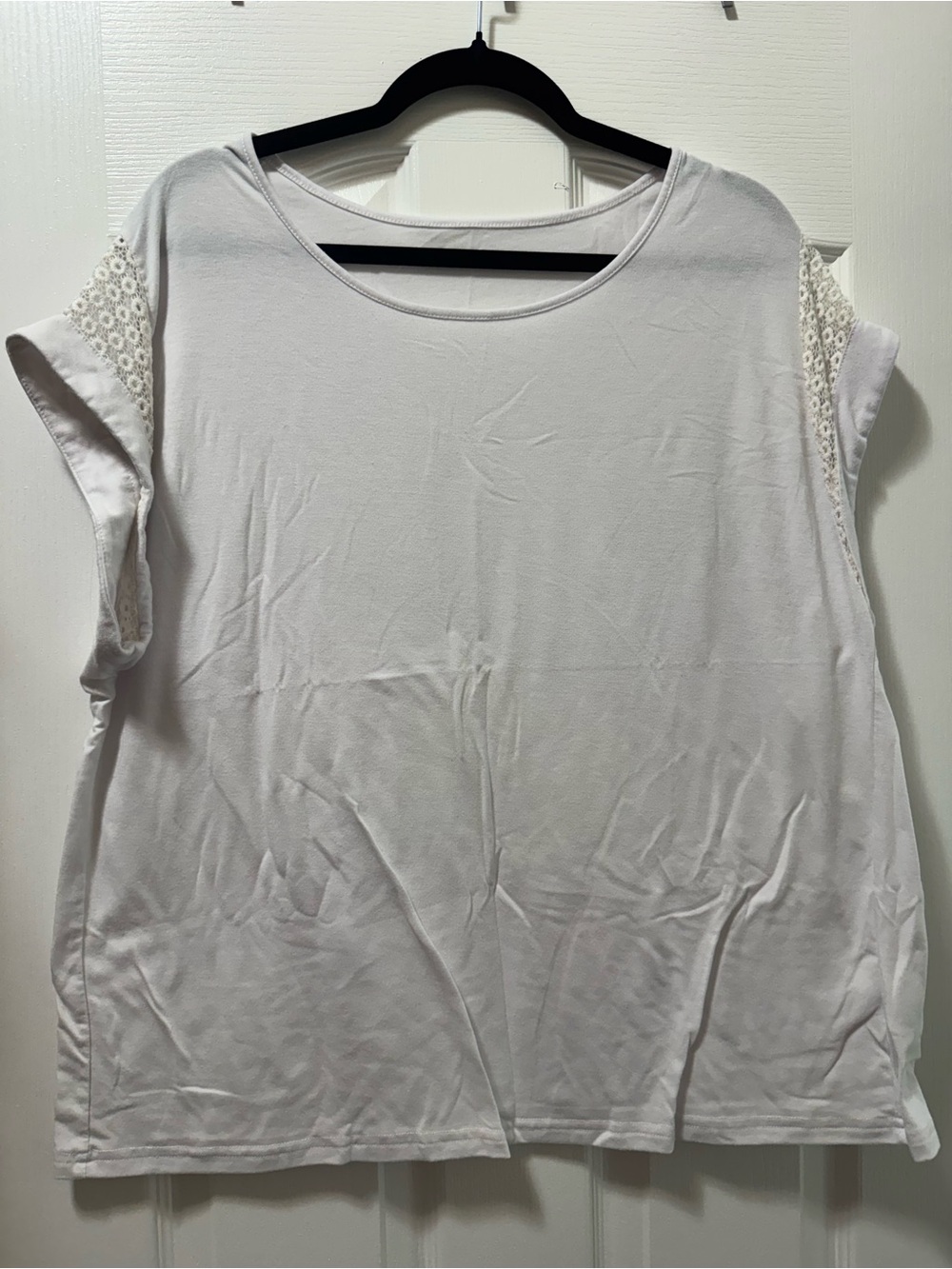 Women's White Lace-Sleeve Tee